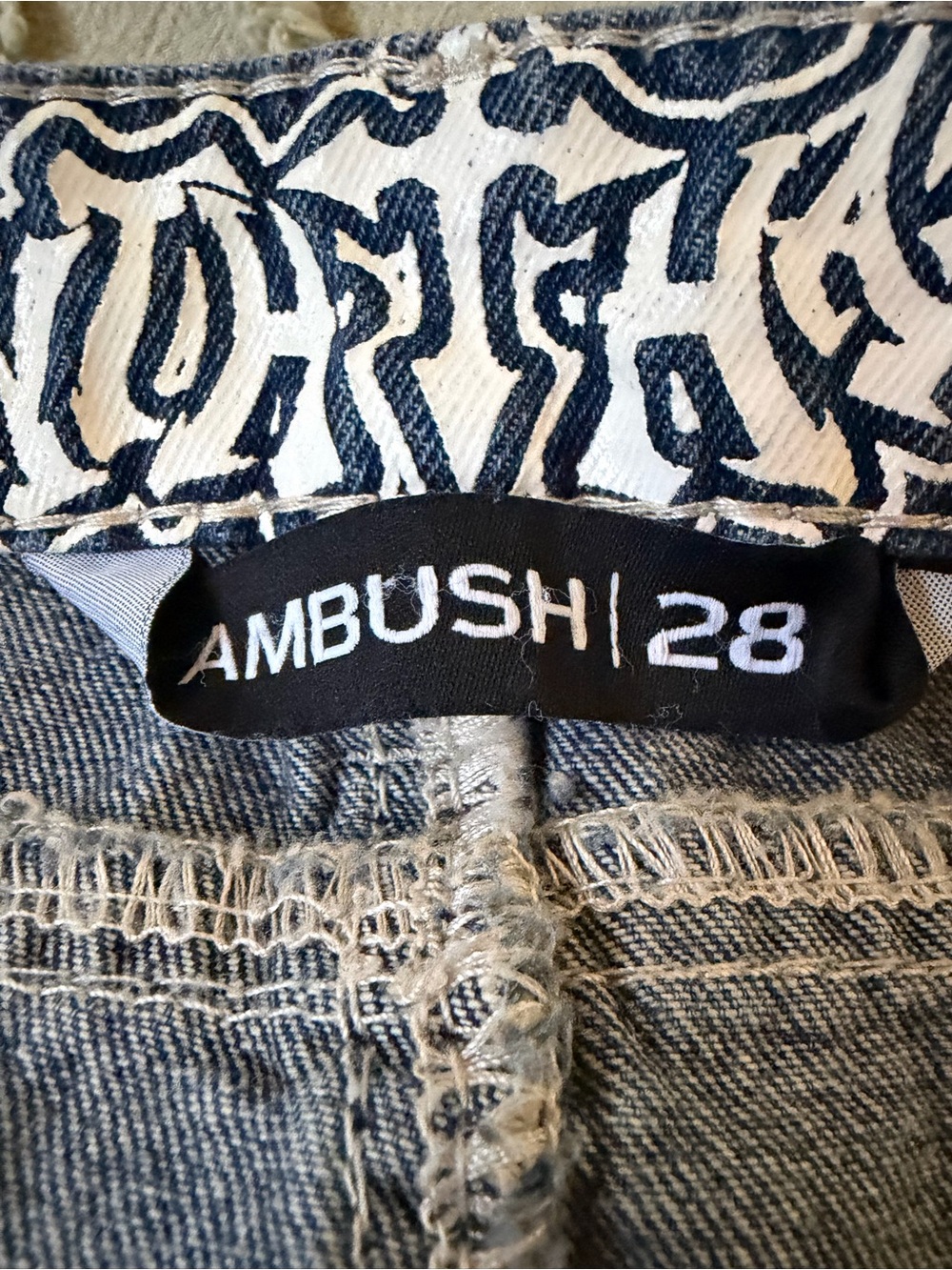 Ambush Men Ninth Hall Ambush Crosses Baked Medium Blue Wash Loose Fit Jeans. - Picture 12 of 13